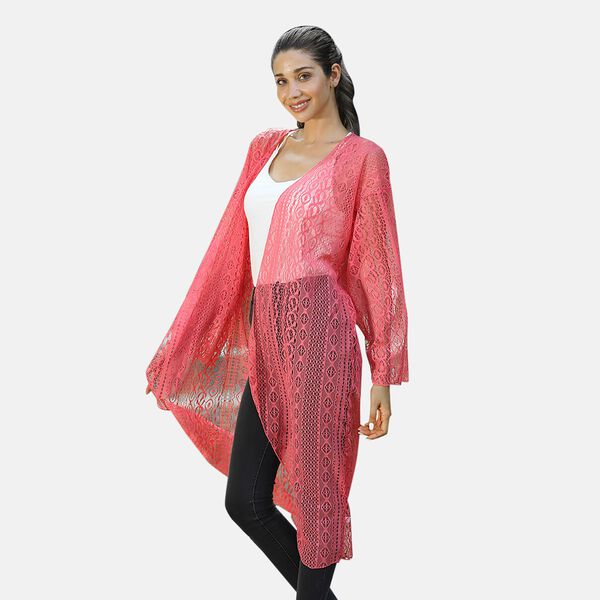 Spitzencardigan, One Size, pink