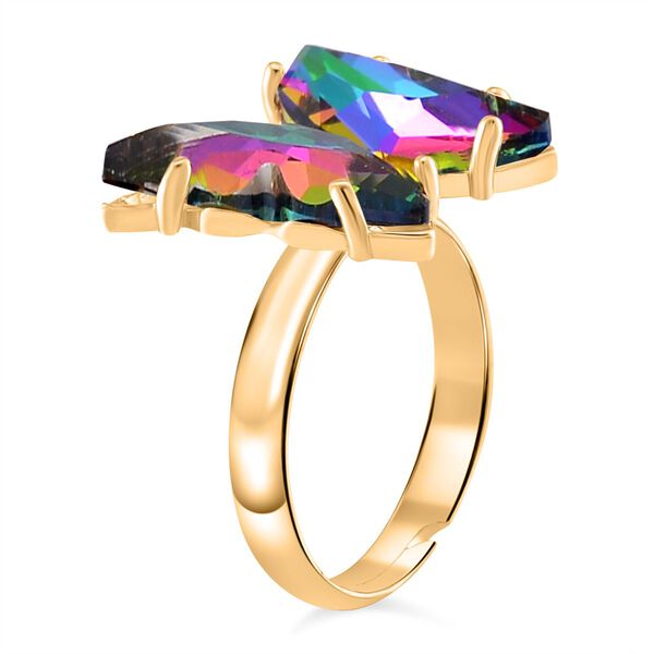 Flexibler wei&szlig;er Zirkonia und mehrfarbiger Kristall-Ring (16,50-19,50) image number 4