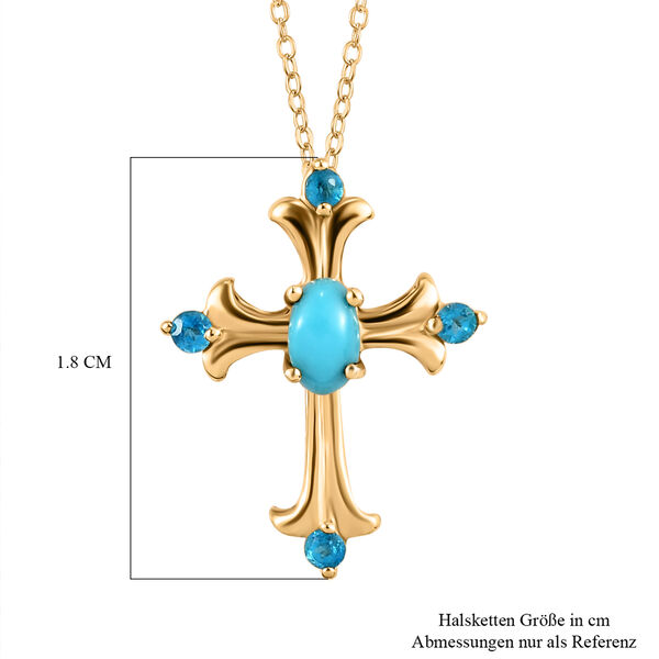 Amerikanischer, nat&uuml;rlicher Sleeping Beauty T&uuml;rkis und Neon Apatit-Anh&auml;nger mit Kette - 0,34 ct. image number 7