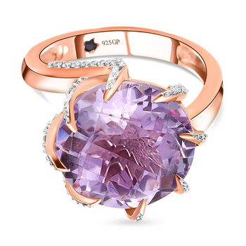 GP Art D&eacute;co Kollektion - Rose De France Amethyst und Kanchanaburi blauer Saphir-Ring in ros&eacute;vergoldetem Silber - 9,49 ct.