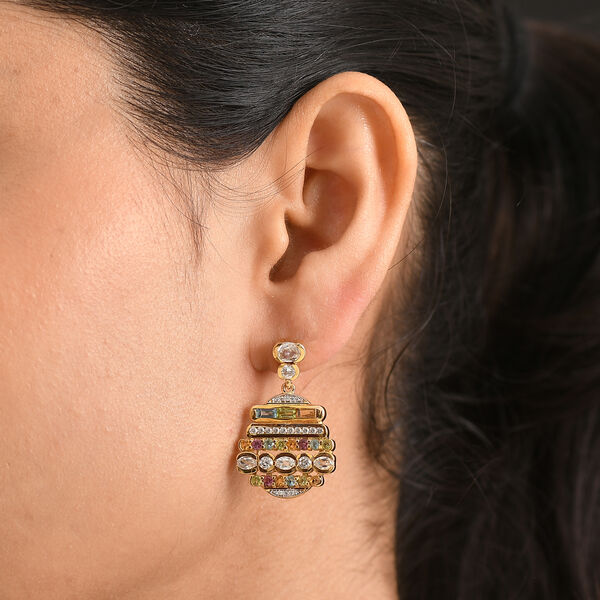 GP Art D&eacute;co Kollektio- Multi-Edelstein und blauer Saphir Anh&auml;nger mit 50cm Kette und Ohrringe image number 12