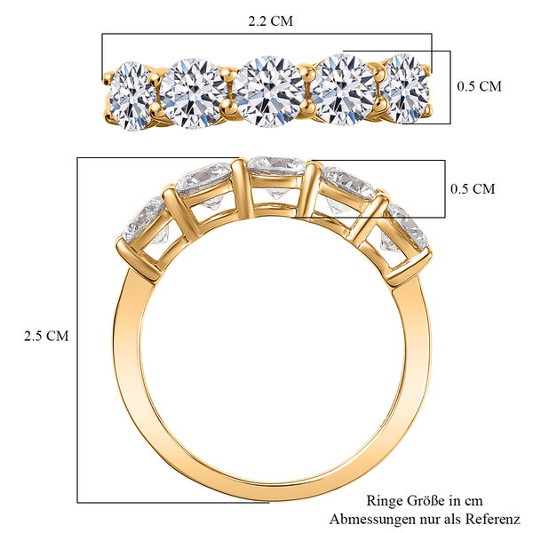 LUXURIANT SI-GH Labor Diamant Ring, 925 Silber 750 Gelbgold Vermeil - 2 ct. image number 6