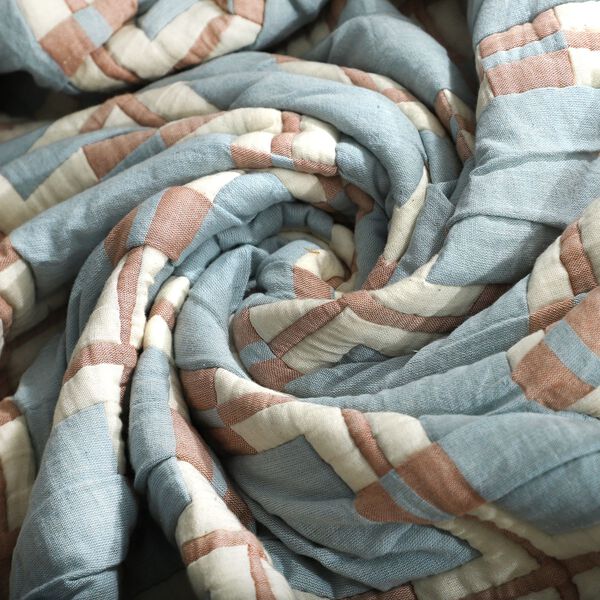 Luxus Jacquard Decke, fein gemustert, 2200 g Poly F&uuml;llung, 200 x 230 cm, Wei&szlig; Himmelblau image number 8