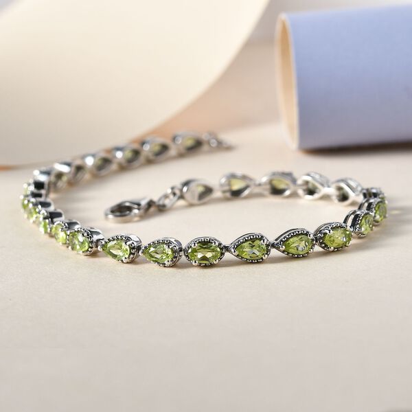 Peridot Armband, ca. 20 cm, 925 Silber platiniert ca. 7,19 ct image number 2