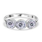 D’joy 100 Facetten Moissanit Ring 925 Silber rhodiniert (Größe 17.00) ca. 1,37 ct