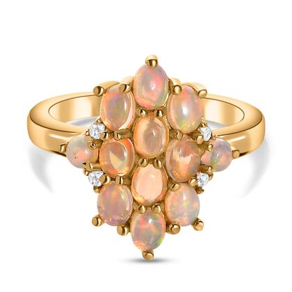 Nat&uuml;rlicher, &auml;thiopischer Welo Opal Ring, 925 Silber Gelbgold Vermeil (Gr&ouml;&szlig;e 17.00), ca. 1.32 ct