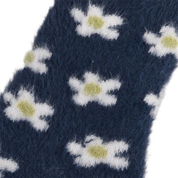 SHERPA Kuschelsocken mit Blumen-Design und rutschfester Sohle, Einheitsgr&ouml;&szlig;e, Dunkelblau