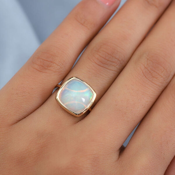 AAA Natürlicher Äthiopischer Opal Solitär Ring 585 Gelbgold image number 3