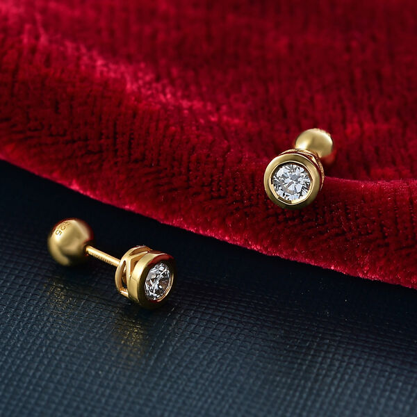 LUXURIANT SGL zertifizierte VS-EF Labor Diamant Ohrringe, 925 Silber Gelbgold Vermeil - 1 ct. image number 2