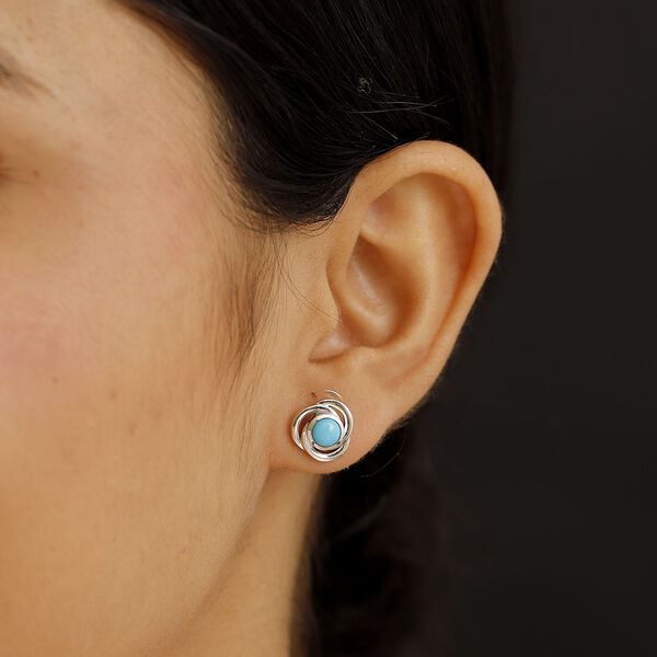 Sleeping Beauty Türkis Ohrringe, 925 Silber platiniert - 1,07 ct. image number 3