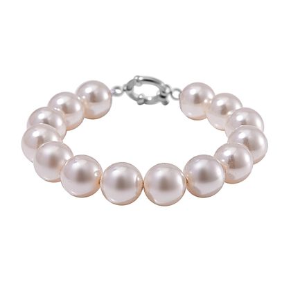 Wei&szlig;e Muschelkernperle Armband ca. 20 cm Reiner Edelstahl