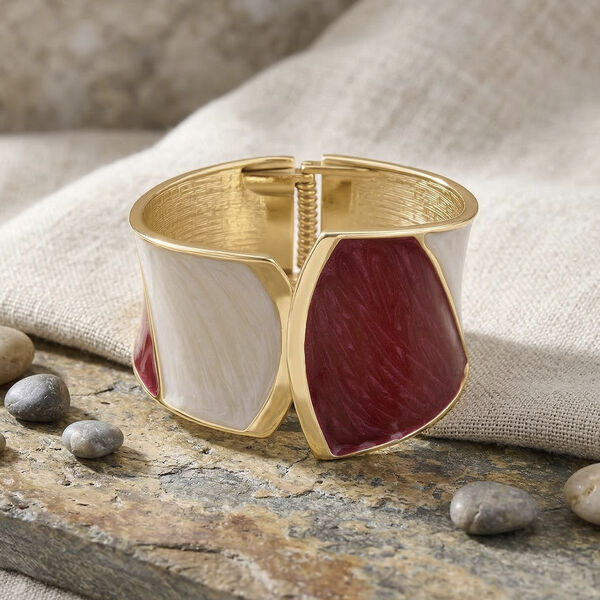 Emaille-Armreif im Colorblock-Design, 17cm, Maroon image number 2