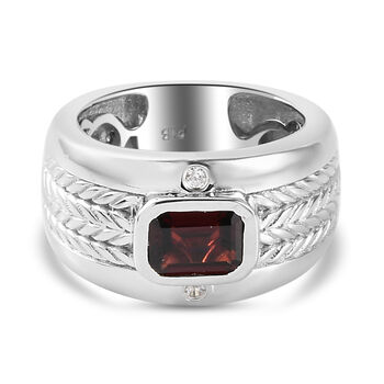 Roter Granat und Zirkon Ring Messing Ionenbeschichtetes Platin (Gr&ouml;&szlig;e 16.00)