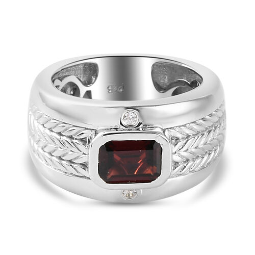 Roter Granat und Zirkon Ring Messing Ionenbeschichtetes Platin  ca. 1,24 ct image number 0