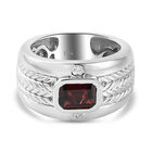 Roter Granat und Zirkon Ring Messing Ionenbeschichtetes Platin (Größe 16.00)