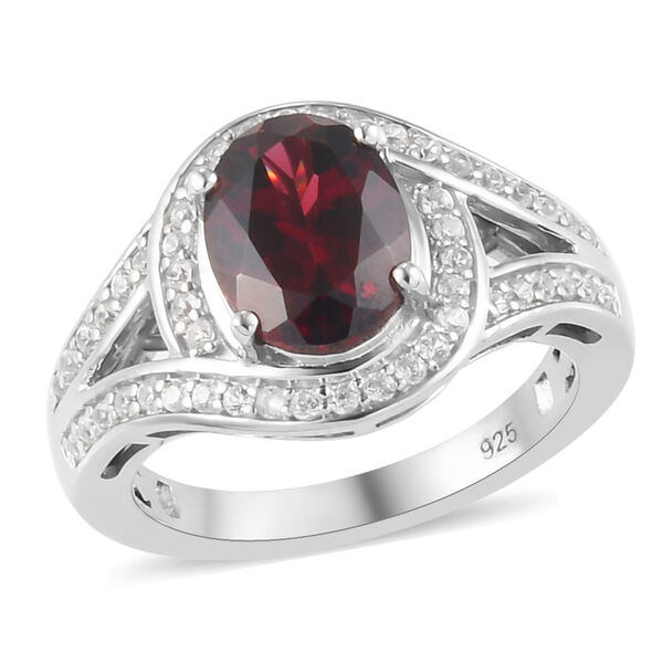Rhodolith Granat und Zirkon Ring 925 Silber platiniert  ca. 3,06 ct image number 2