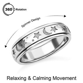 Mystischer Anti-Stress-Spinning-Ring, platiniertes Silber