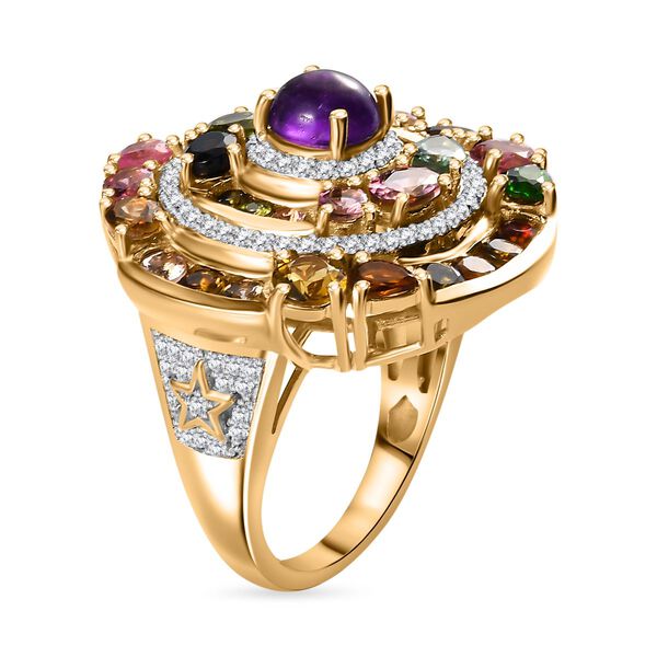 GP Celestial Dream Kollektion- Multi-Turmaline, afrikanischer Amethyst, Zirkon und blauer Saphir-Ring - 6,03 ct. image number 5