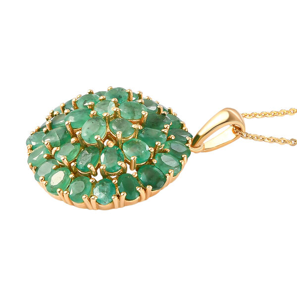 Kagem sambischer Smaragd-Anhänger mit Kette, ca. 50 cm, 925 Silber vergoldet ca. 6.20 ct image number 4