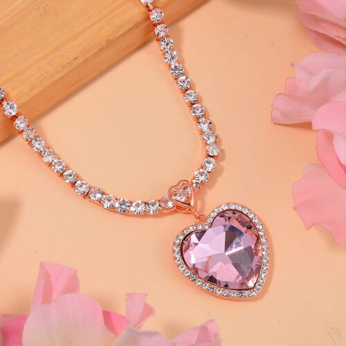 J Francis gefertigt mit SWAROVSKI- Rosa und weiße Swarovski Kristall Halskette, 50cm image number 1