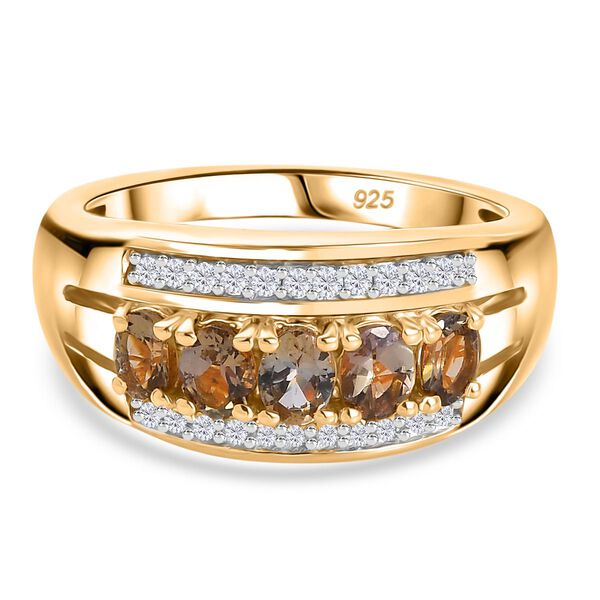 AA nat&uuml;rlicher goldener Tansanit und Zirkon Ring - 1,12 ct.