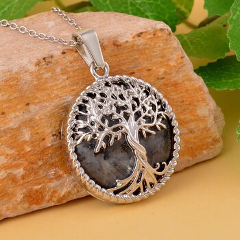 Labradorit Anh&auml;nger mit 50cm Kette - 2 ct.