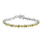 D'joy Natürlicher Peridot, Rhodolith Granat Armband ca. 19 cm 925 Silber Rhodiniert und 750 Gelbgold Vermeil ca. 7.61 ct