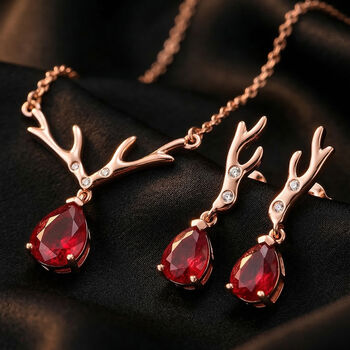 D'Joy afrikanische Rubin und Zirkon 45cm Halskette und Ohrringe