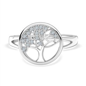 Lustro Stella Weißer Zirkonia Ring 925 Silber rhodiniert (Größe 21.00)