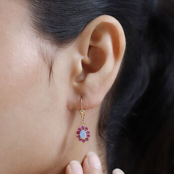 AA nat&uuml;rliche Welo Opal und afrikanische Rubin-Ohrringe- 1,91 ct.