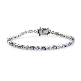 Tansanit und Zirkon Armband ca. 18 cm lange 925 Silber platiniert ca. 3,35 ct