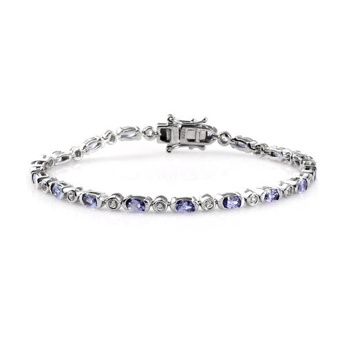 Tansanit und Zirkon Armband ca. 18 cm lange 925 Silber platiniert ca. 3,35 ct image number 0