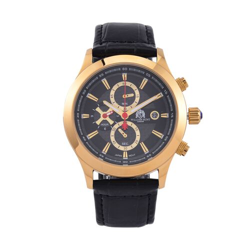 WILLIAM HUNT- Uhr mit japanischem Uhrwerk und schwarzem Lederarmband image number 0