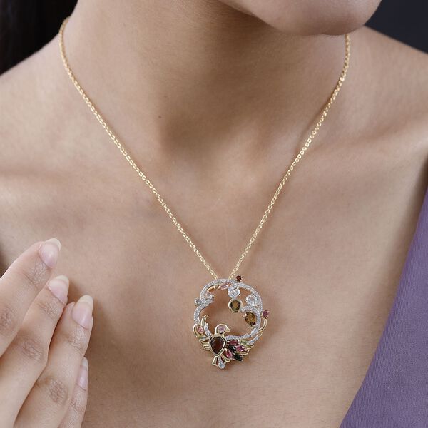 Nat&uuml;rlicher, mehrfarbiger Turmalin und Zirkon-Anh&auml;nger mit 45cm Kette - 3,46 ct. image number 2