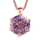 Rose De France Amethyst, weißer Zirkon Anhänger mit Kette, 925 Silber Roségold Vermeil ca. 6.68 ct
