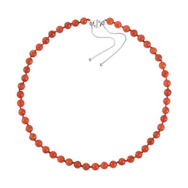 Rote Jade Halskette ca. 45 cm 925 Silber rhodiniert ca. 228.95 ct