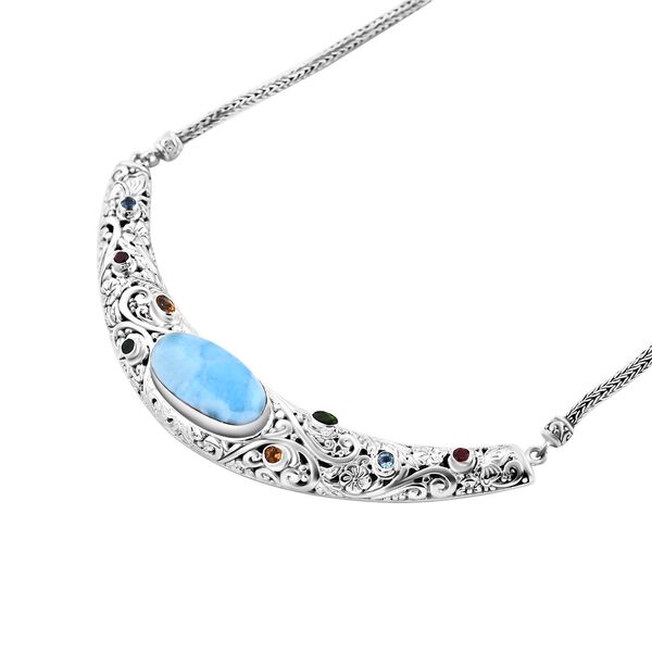 Larimar, Roter Granat Halskette ca. 50 cm 925 Silber ca. 19.55 ct image number 5