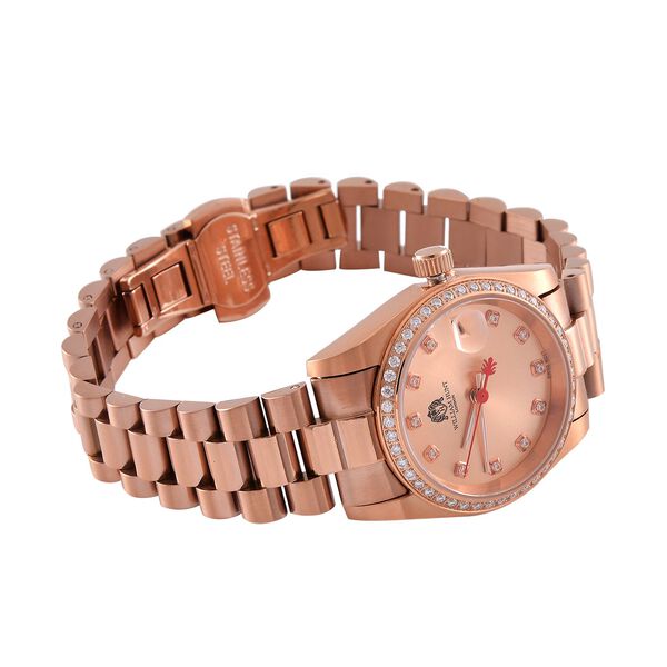 Moissanit Uhren 20 cm Reiner Edelstahl IP Rosa Plattierung image number 6