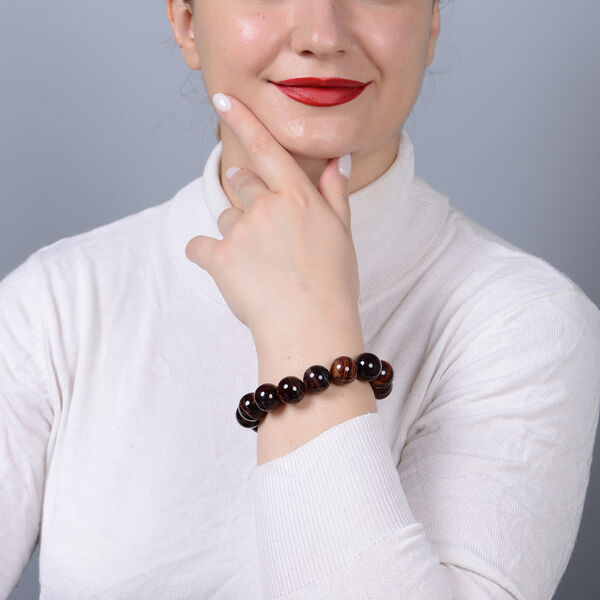 Rotes Tigerauge Armband ca. 17,8-19 cm flexibel lange 925 Silber ca. 433,5 Ct image number 3