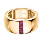 AA Afrikanischer Rubin (Fissure gef&uuml;llt) Ring 925 Silber 750 Gelbgold Vermeil (Gr&ouml;&szlig;e 17.00)