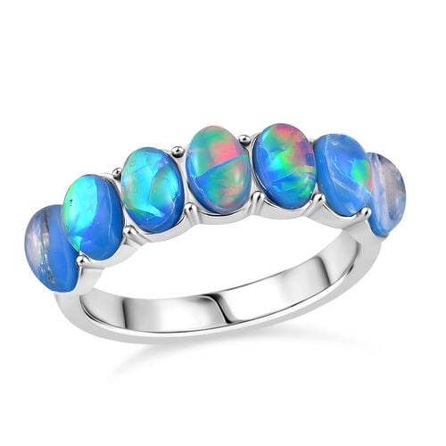 Künstlicher Blauer Opal Ring, Reiner Edelstahl (Größe 18.00) ca. image number 0