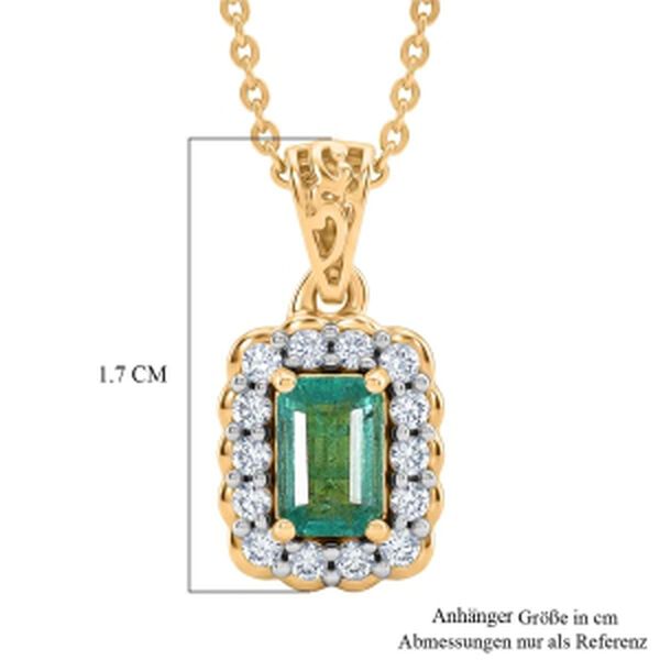 D'Joy AAA Kagem Sambischer Smaragd, Moissanit Schmuckset ca. 50 cm 925 Silber 750 Gelbgold vermeil ca. 0.76 ct image number 5
