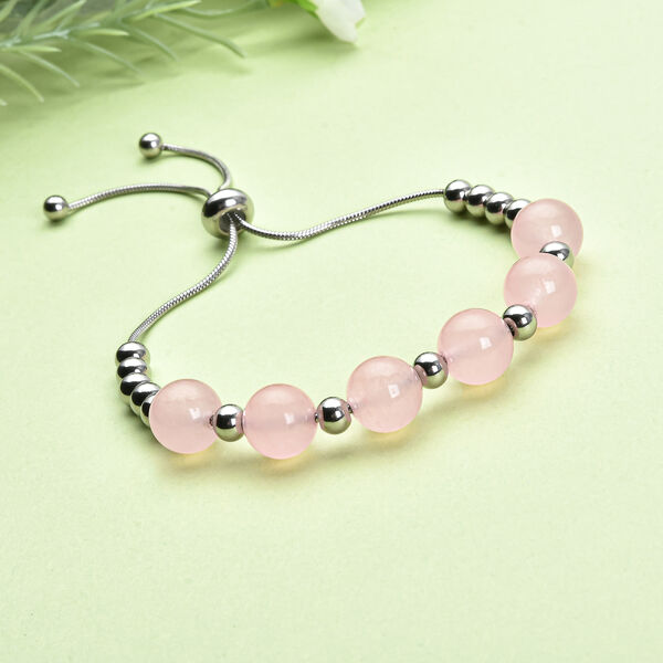 Rosenquarz-Armband, ca. 15.25 cm, reiner Edelstahl ca. 53,00 ct image number 2