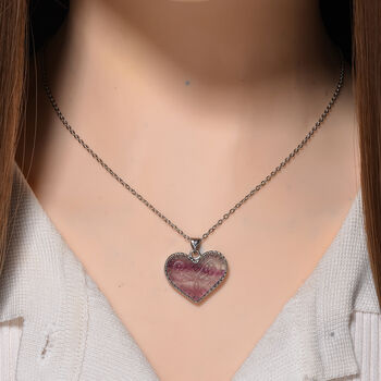 Mehrfarbiger Fluorit Schmuckset ca. 50 cm 316L Edelstahl ca. 20.00 ct