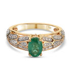 Sambischer Smaragd und Zirkon Ring in Silber image number 0