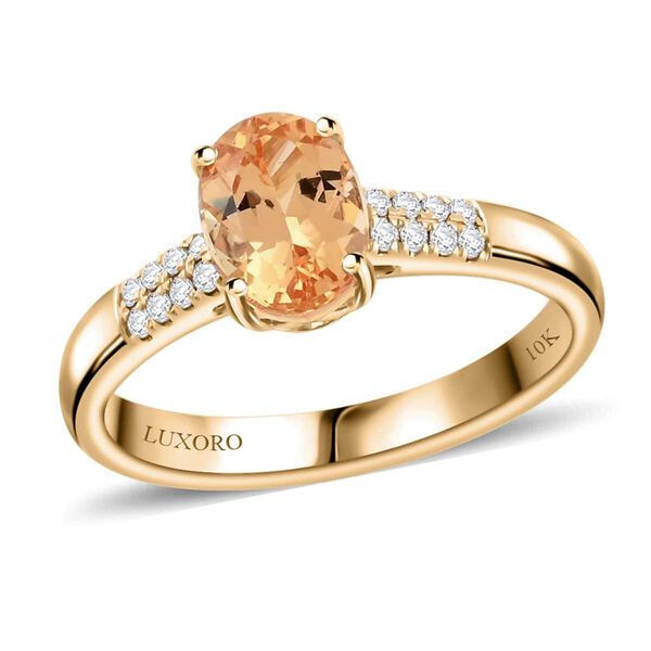 LUXORO zertifiziert und gepr&uuml;ft AAA kaiserlicher Topas und Diamant Ring in 417 Gold - 1,55 ct.