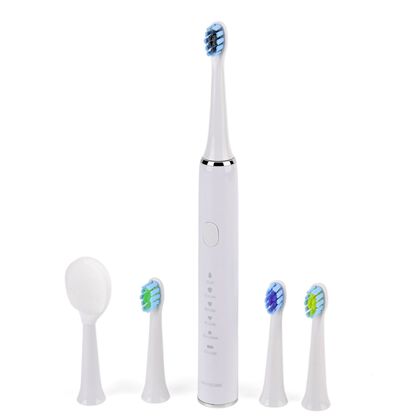 USB charging frequency sonic electric toothbrush - white Size: 24.5*2.5cm                              Weight: 116g                                    Material: ABS                                             3.7V 14500 lithium battery 500MA  2.5W Maximu