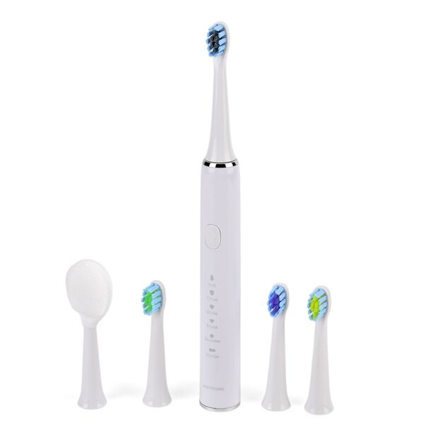 USB charging frequency sonic electric toothbrush - white Size: 24.5*2.5cm                              Weight: 116g                                    Material: ABS                                             3.7V 14500 lithium battery 500MA  2.5W Maximu