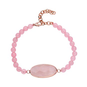 Rosenquarz Armband, ca. 20 cm, Messing ca. 69,00 ct