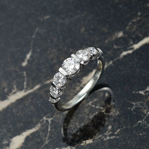 Moissanit Ring, 925 Silber rhodiniert - 1,12 ct. image number 1